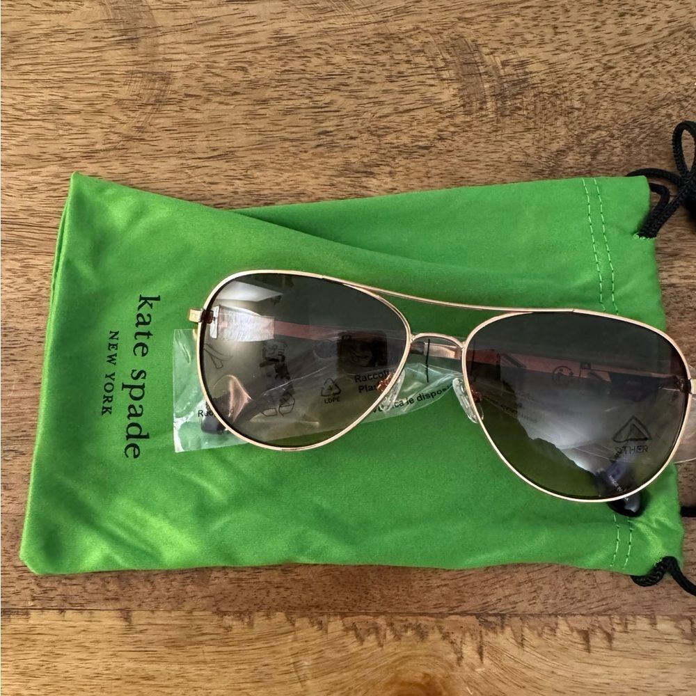 Kate Spade Emmaline Rose Gold Aviator Sunglasses New - Picture 3 of 6